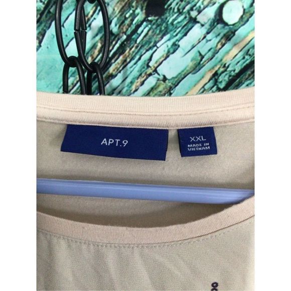 APT.9 Cap Sleeve Top Sequin Accents Beige Size XXL - Picture 12 of 13